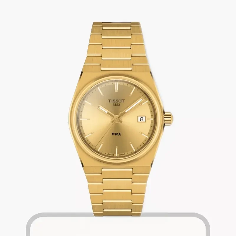 Tissot PRX 35mm Champagne Dial Gold-tone Unisex Watch- T137.210.33.021.00